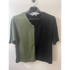Cure Womens Blouse Black & Green‎ Size L
